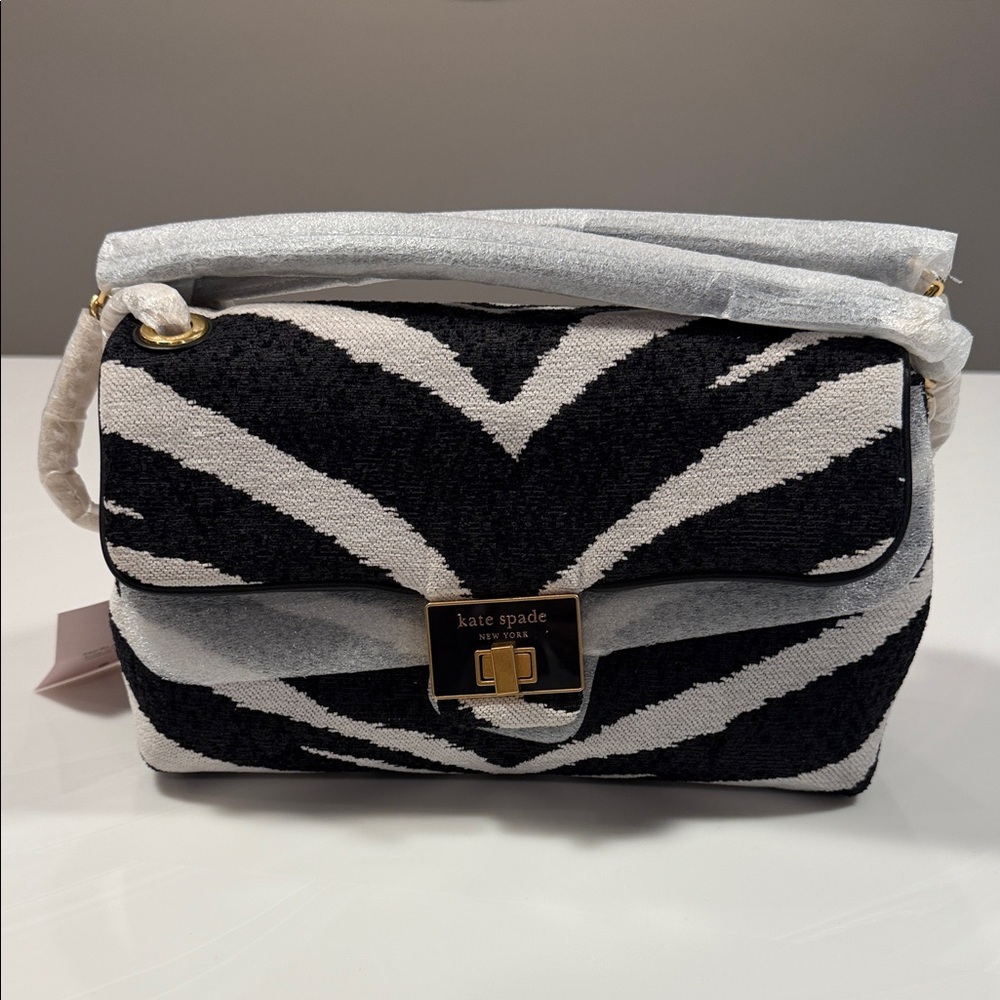 kate spade Black & White Shoulder Bag with Gold Hardware